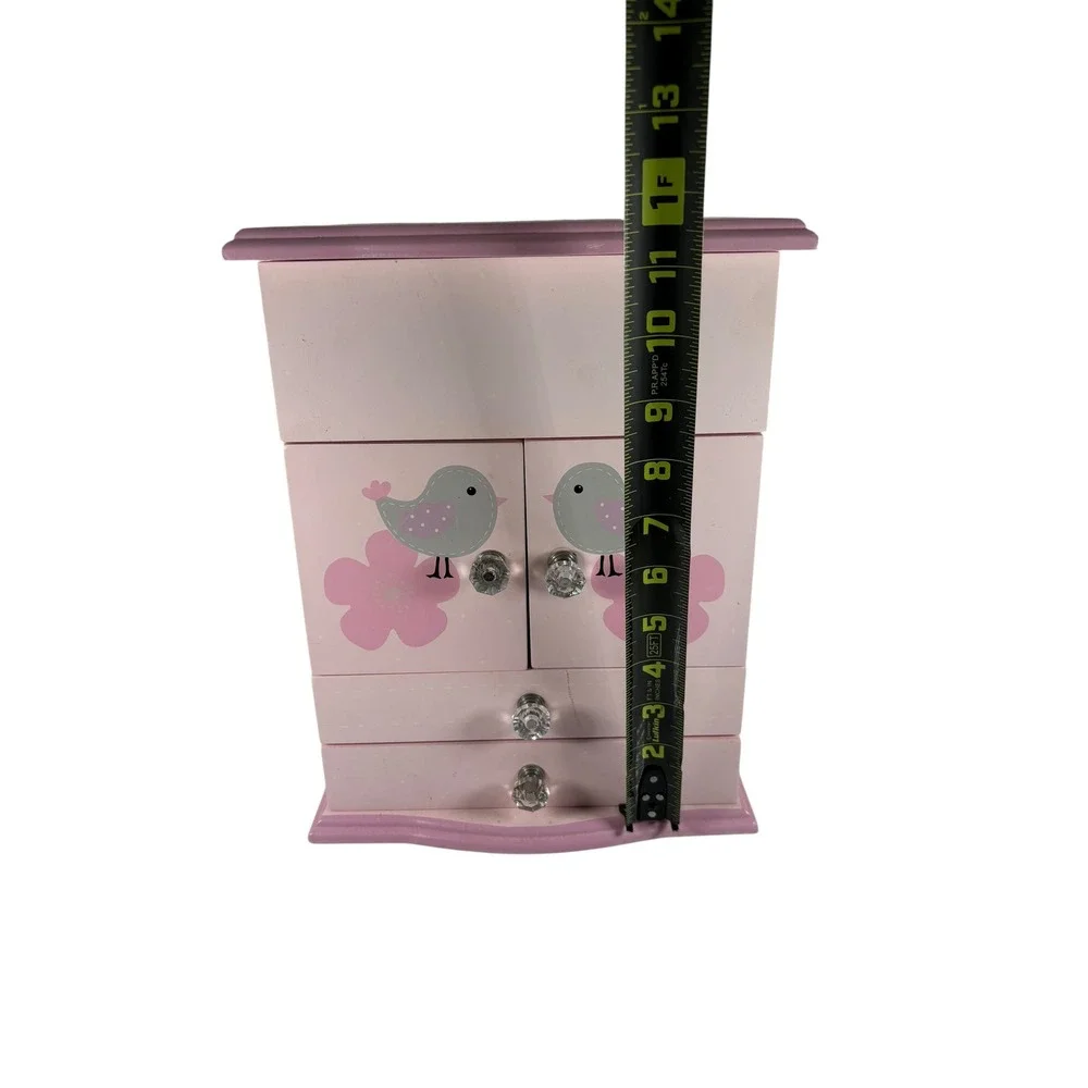 Unbranded Jewelry Armoire Kids OS Pink Good Musical Bird Flower Wood Box